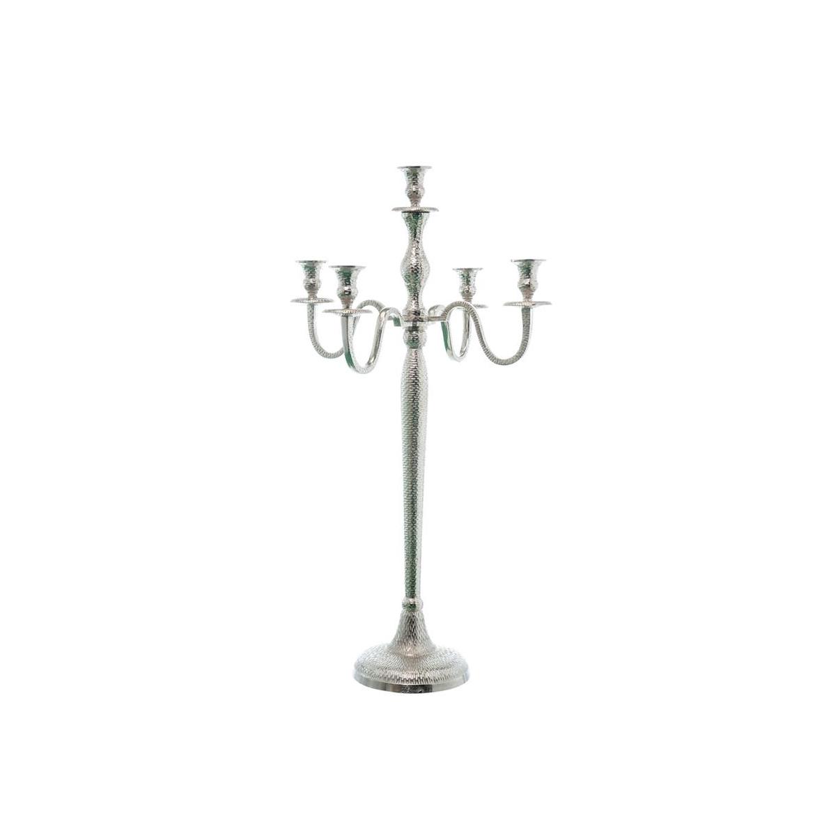 Candelabro metallo x5 silver cm.80 N16162 8018318393693