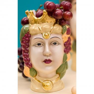 Vaso testa di moro donna porcellana colorato 13x11,5xh22cm