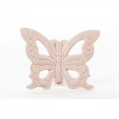 Farfalla porcellana col.rosa 14x7x9,5cm