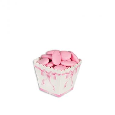 12 sweety box mini fiocco rosa cm.4x5,5x4