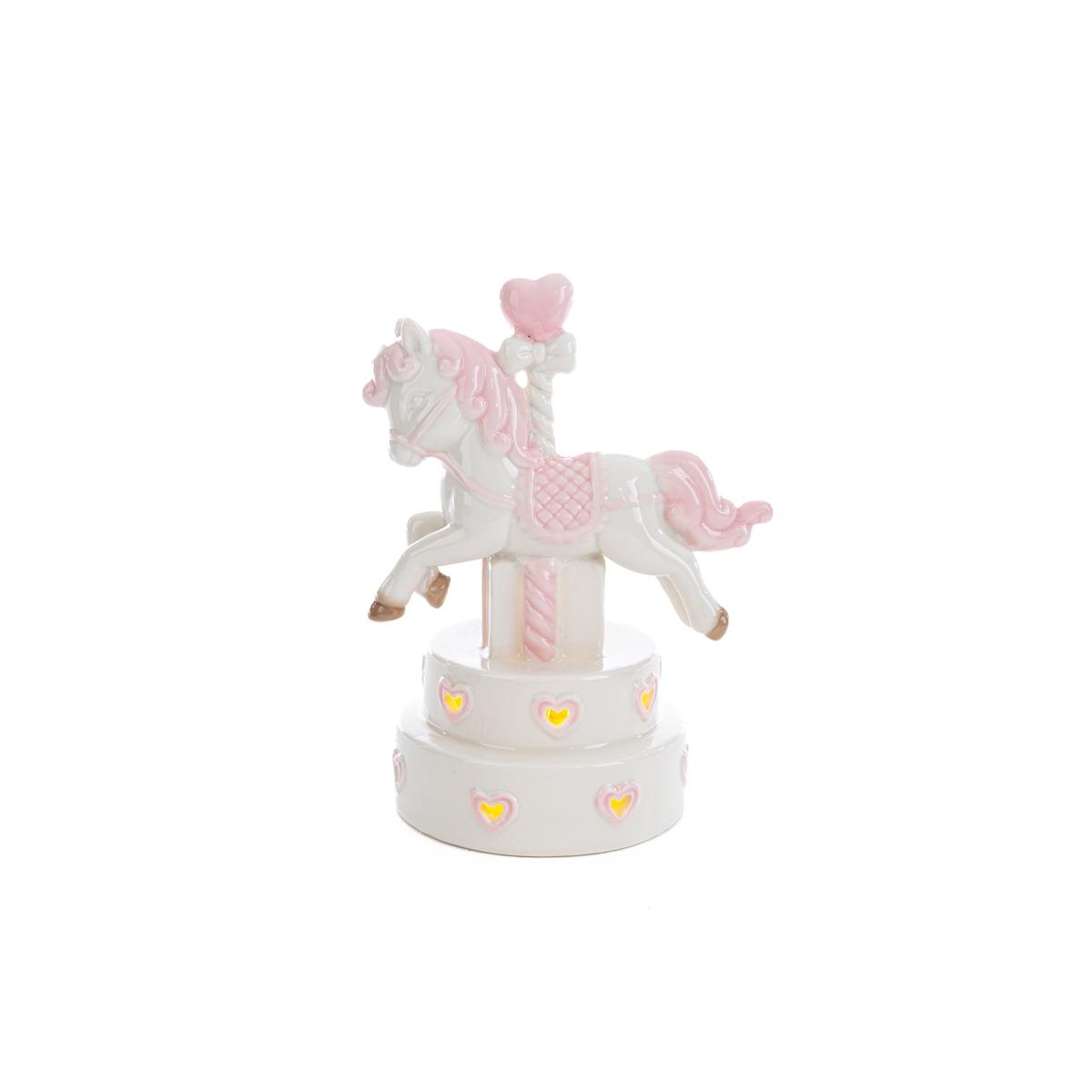 Unicorno porcellana led rosa 12x8xh 15cm